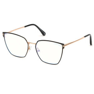 Tom Ford TF5574-B 001 Eyeglasses Frames Black & Gold Geometric 55-16-140 Italy
